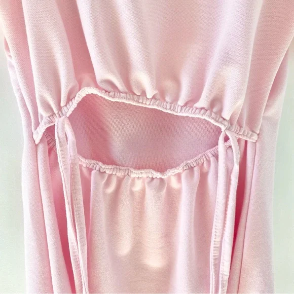 NWT PrettyLittleThing Baby Pink Puff Sleeve Cut Out Tie Sweatshirt Mini Dress 0 - Picture 8 of 12